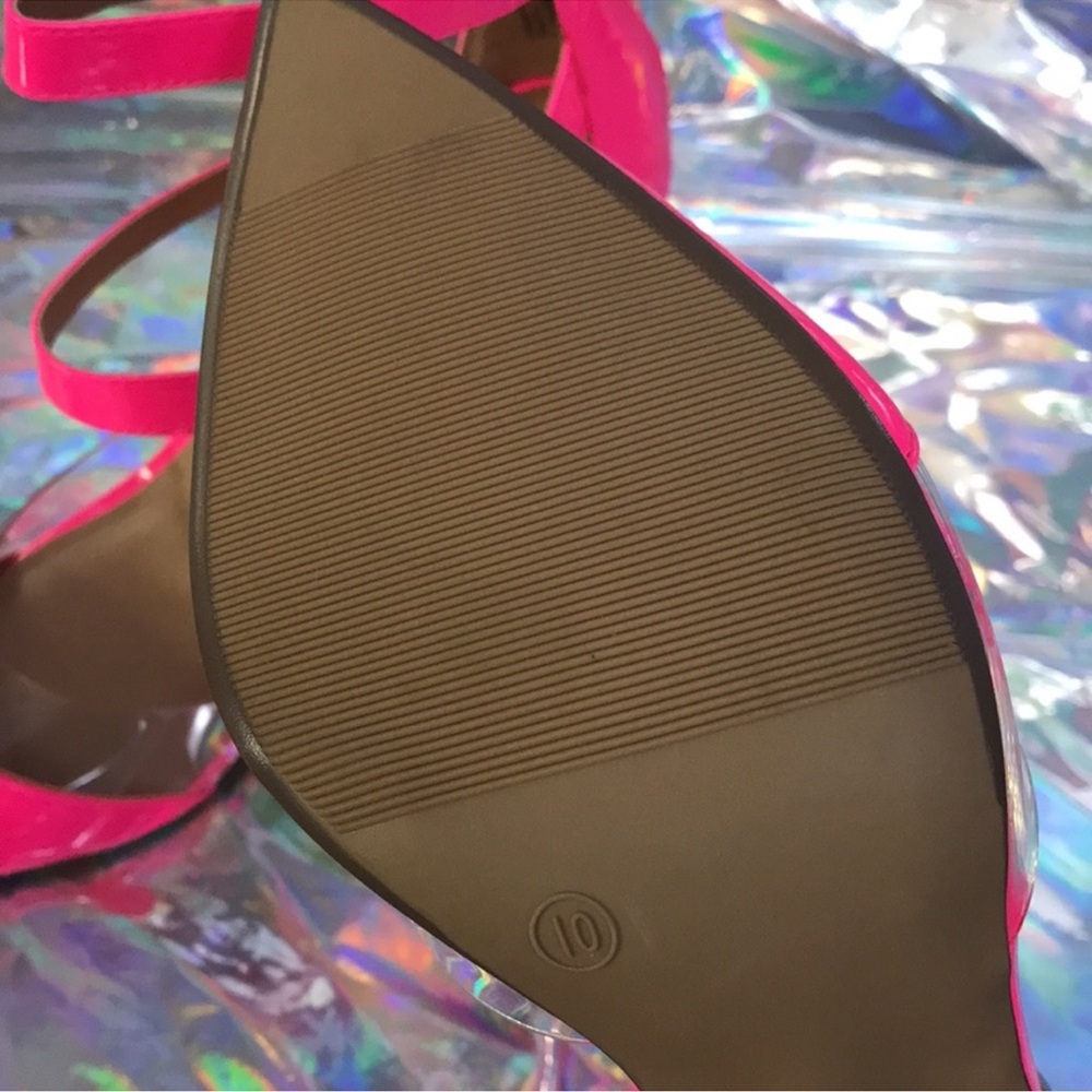 Wild Pair Neon Pink Patent Pointed-Toe Ankle-Strap Heels - Picture 5 of 5